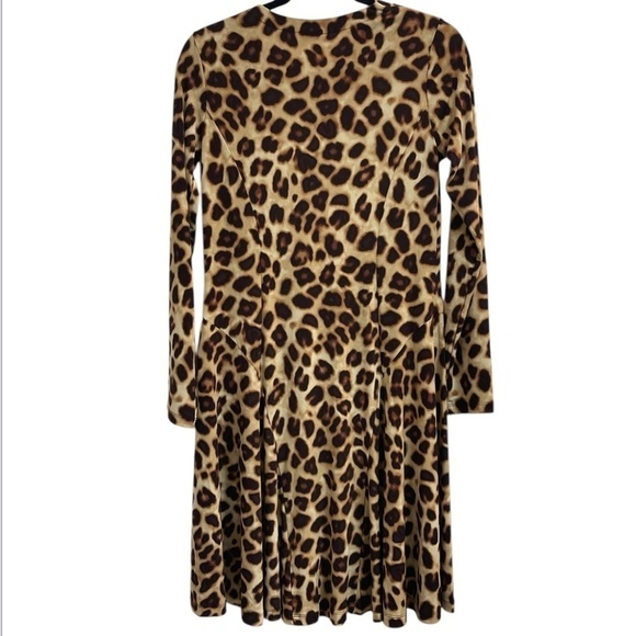 Susan Graver Leopard Print Long Sleeve Cowl Neck Dress - Size XXS - Picture 3 of 8